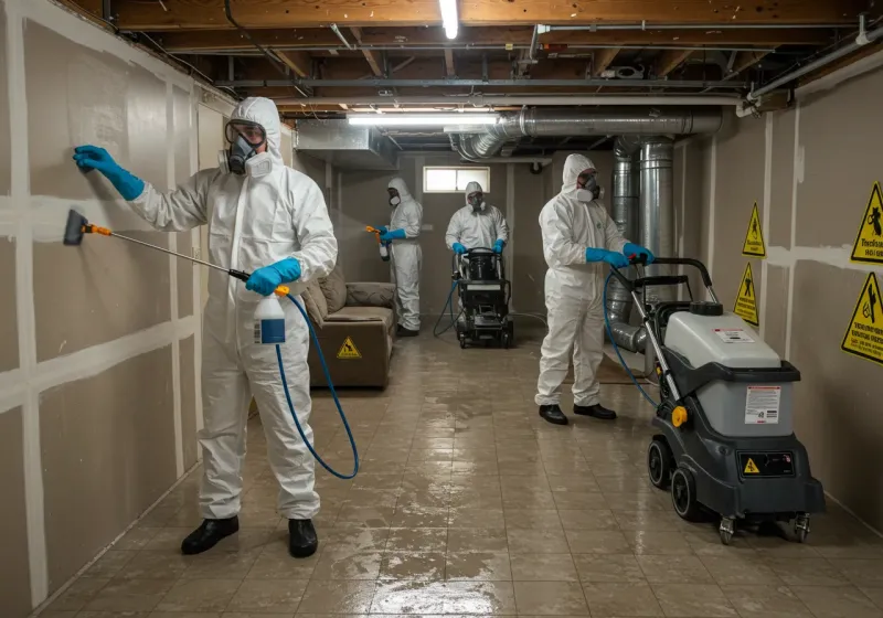 Basement Moisture Removal and Structural Drying process in Magee, MS